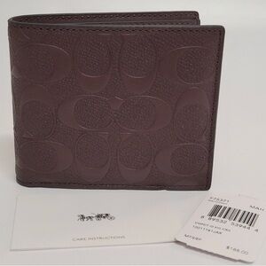 Coach Mahogany Embossed Signature Leather Card Holder
